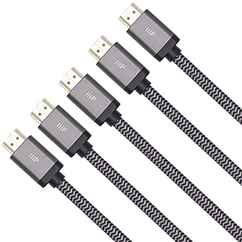 Monoprice 8K Certified Braided Ultra High Speed HDMI 2.1 Cable - 6 Feet - Black | 48Gbps, Compatible With Sony PS5, Microsoft Xbox Series X & Series S