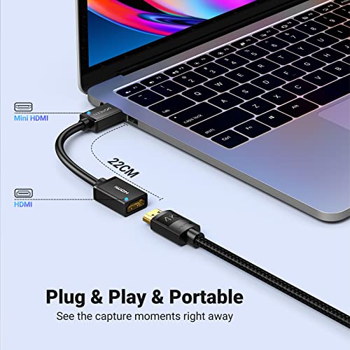 UGREEN Mini HDMI Adapter Mini HDMI to HDMI Female Cable 4K Compatible with Raspberry Pi Zero 2 W/W DSLR Camera Camcorder Graphics Video Card Laptop Pico Projector Tablet 8 Inch