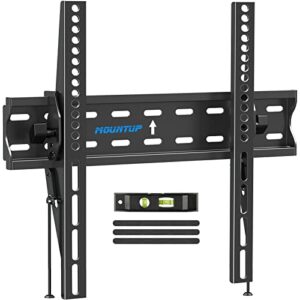 mountup tilting tv wall mount tv bracket for most 26-55 inch led lcd oled flat/curved tvs, low profile tv mount save spacing – fits 12″ to 16″ studs, max vesa 400x400mm up to 99 lbs, mu0007