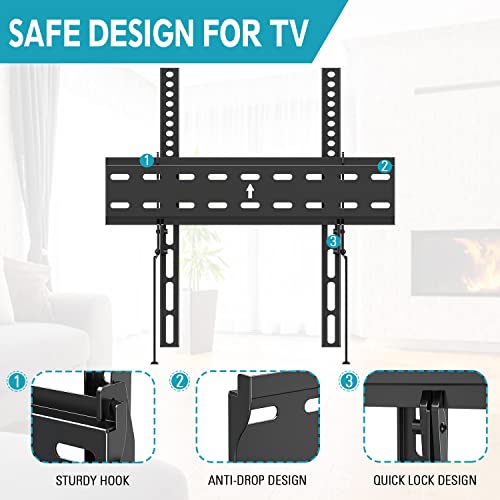 MOUNTUP Tilting TV Wall Mount TV Bracket for Most 26-55 Inch LED LCD OLED Flat/Curved TVs, Low Profile TV Mount Save Spacing - Fits 12" to 16" Studs, Max VESA 400x400mm up to 99 LBS, MU0007