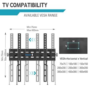 MOUNTUP Tilting TV Wall Mount TV Bracket for Most 26-55 Inch LED LCD OLED Flat/Curved TVs, Low Profile TV Mount Save Spacing - Fits 12" to 16" Studs, Max VESA 400x400mm up to 99 LBS, MU0007