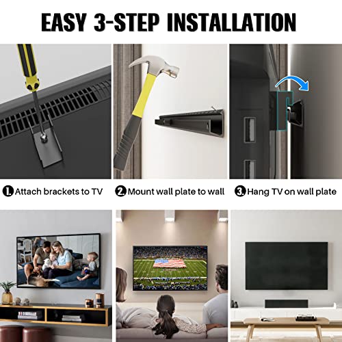 Studless TV Wall Mount, Heavy Duty Drywall TV Bracket Hanger for 22-55 inch Flat Screen TVs, No Stud, No Drill, No Anchors, Easy Install with All Hardware Included