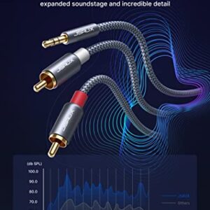 JSAUX RCA to 3.5mm Cable, 【6.6ft/2M】 Aux to RCA Headphone Male to Male Jack Adapter Nylon Braided 1/8 to RCA Audio Y Cord for Smartphones, MP3, Tablets, Speakers, HDTV -Grey