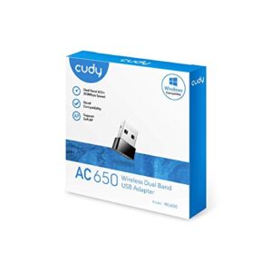 Cudy AC 650Mbps USB WiFi Adapter for PC, 5GHz/2.4GHz Wireless Dongle, WiFi USB, USB Wireless Adapter for Laptop - Nano Size, Compatible with Windows XP / 7/8.x /10/11, Mac OS