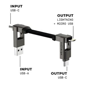 Rolling Square inCharge 6 Portable Keychain Charger Cable, 6-in-1 Multi Charging Cable, Mercury Gray