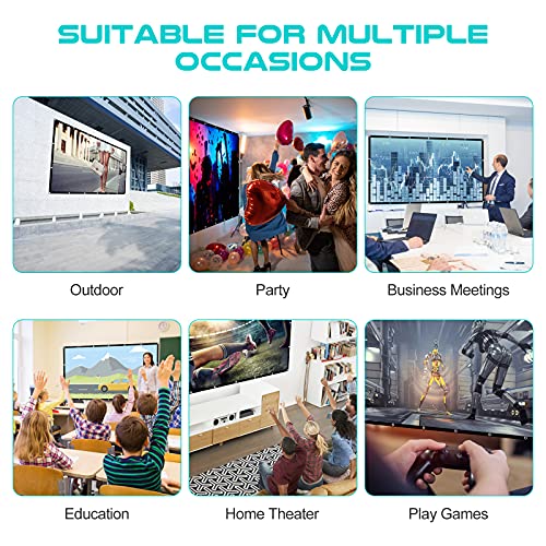 Outdoor Projection Screen 150 inch, Washable Projector Screen 16:9 Foldable Anti-Crease Portable Projector Movies Screen for Home Theater Outdoor Indoor Support Double Sided Projection…