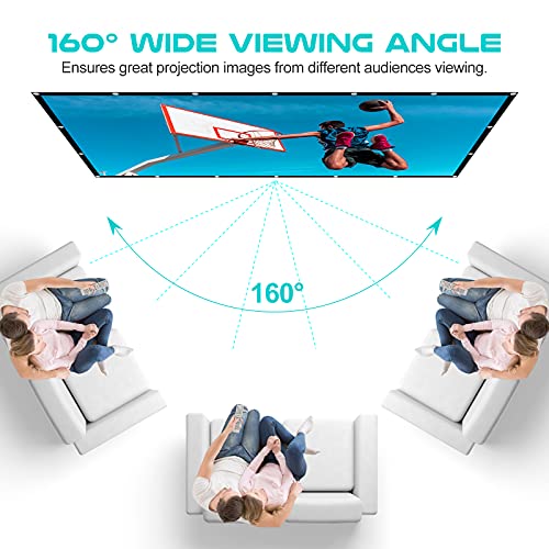 Outdoor Projection Screen 150 inch, Washable Projector Screen 16:9 Foldable Anti-Crease Portable Projector Movies Screen for Home Theater Outdoor Indoor Support Double Sided Projection…