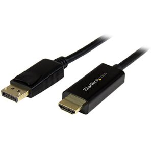 startech.com 6ft (2m) displayport to hdmi cable – 4k 30hz – displayport to hdmi adapter cable – dp 1.2 to hdmi monitor cable converter – latching dp connector – passive dp to hdmi cord (dp2hdmm2mb)