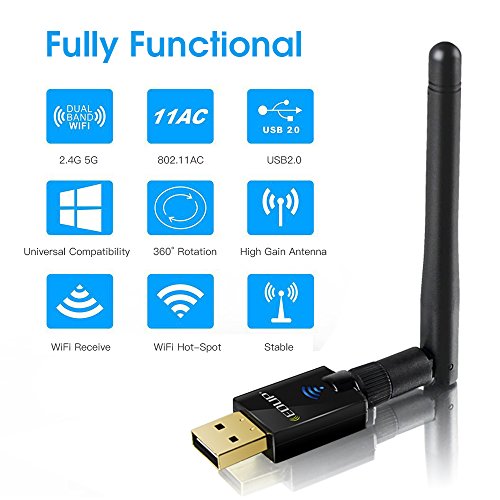 USB Wifi Adapter for PC, EDUP AC600M USB Wi-fi Dongle 802.11ac Wireless Network Adapter with Dual Band 2.4GHz/5Ghz High Gain Antenna for Desktop Laptop support Windows XP/Vista/7/8.1/10 Mac 10.7-10.15