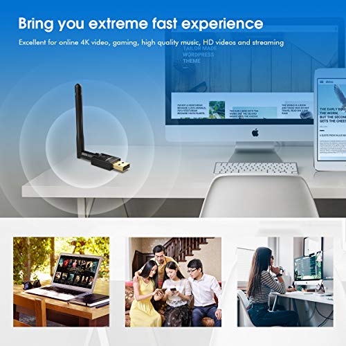 USB Wifi Adapter for PC, EDUP AC600M USB Wi-fi Dongle 802.11ac Wireless Network Adapter with Dual Band 2.4GHz/5Ghz High Gain Antenna for Desktop Laptop support Windows XP/Vista/7/8.1/10 Mac 10.7-10.15