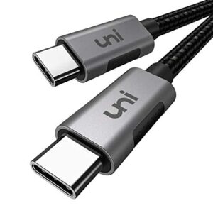 USB C to USB C Cable, uni USB Type C 100W Fast Charging Nylon Braided Cable (5A 20V) Compatible with iPad Pro 2019/2018, MacBook Pro 2019/2018/2017, Dell XPS 13/15, Surface Book 2 and More, 6.6ft