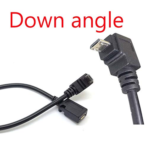 GuangMaoBo 90° Degree Angle USB Micro B 5P Female to 5P Male Left Right Down Up Angled Extension Cable Adapter for Phone Charger Data Sync Tablet Cord Adaptor