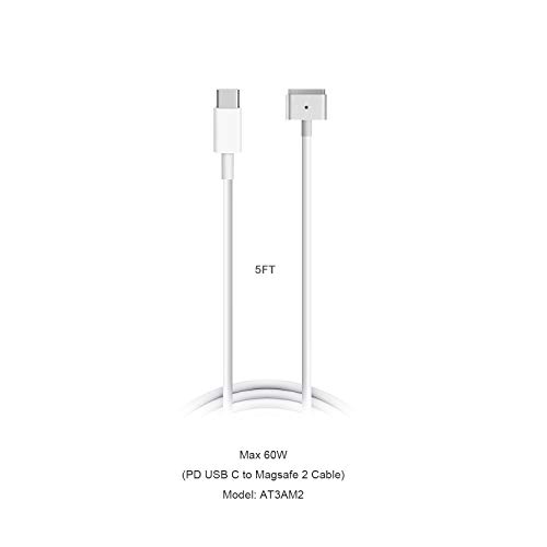 Atcuji PD USB-C to Magnetic Charge Cable, USB C Type C to MagsafeT2 Charging Cable, Input PD 15-20V 3-4.5A Output 60W for MacBook Pro/Air and Smartphone.