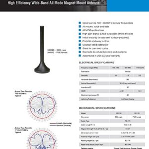 weBoost 301126 Wilson Electronics 4-inch 4G Mini Magnet-Mount Antenna w/ SMA Male Connector
