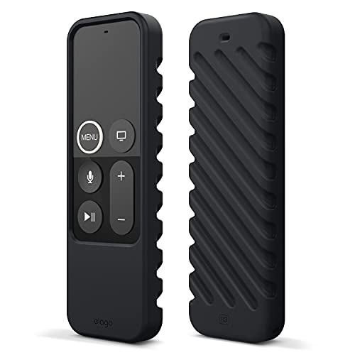 elago R3 Protective Case Compatible with Apple TV Siri Remote 1st Generation (Black) - Extra Protection, Durable Silicone, Lanyard Included, Full Access