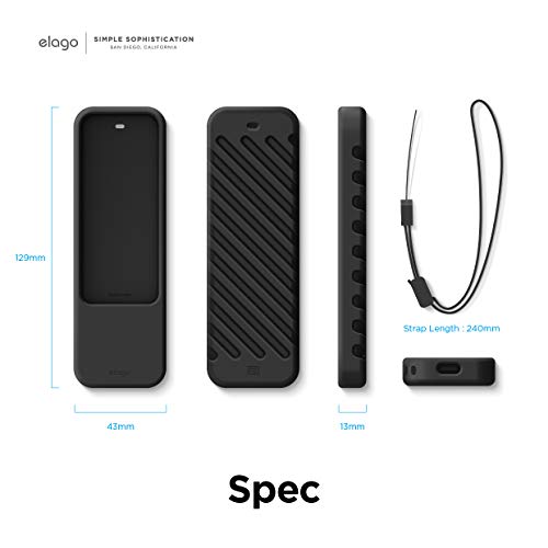 elago R3 Protective Case Compatible with Apple TV Siri Remote 1st Generation (Black) - Extra Protection, Durable Silicone, Lanyard Included, Full Access