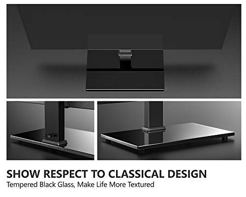 FITUEYES Universal TV Stand Table Top TV Stand for 27-55 inch LCD LED TVS Height Adjustable TV Base with Tempered Glass Base Wire Management VESA 400x400mm Holds up to 88 Pounds