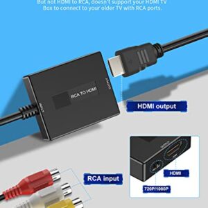 Uzifhdhi RCA to HDMI Converter, AV to HDMI Converter with HDMI Cable Supports PAL/NTSC for PS2/VHS/VCR/Blue-Ray DVD ect.