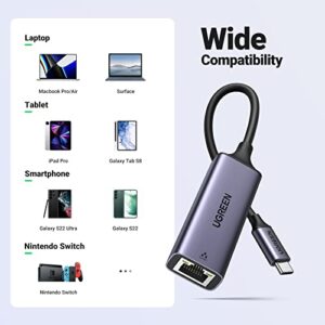 UGREEN USB C to Ethernet Adapter, Gigabit RJ45 to USB 3.0 Type-C (Thunderbolt 3) Ethernet LAN Network Adapter, Compatible with MacBook Pro 2020/2019/2018/2017, MacBook Air, Mac Mini 2023, Dell XPS