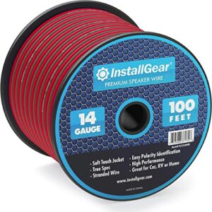 installgear 14 gauge speaker wire cable (100 foot) – 14 awg speaker wire true spec and soft touch cable – red/black (great use for car speakers stereos, home theater speakers, surround sound, radio)
