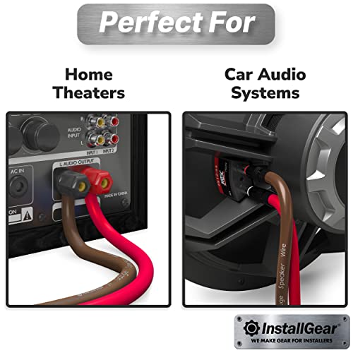 InstallGear 14 Gauge Speaker Wire Cable (100 Foot) - 14 AWG Speaker Wire True Spec and Soft Touch Cable - Red/Black (Great Use for Car Speakers Stereos, Home Theater Speakers, Surround Sound, Radio)