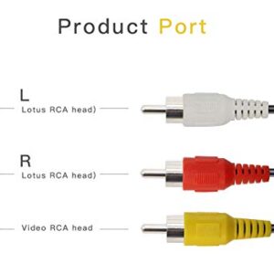 PASOW 3 RCA Cable Audio Video Composite Male to Male DVD Cable (6 Feet)