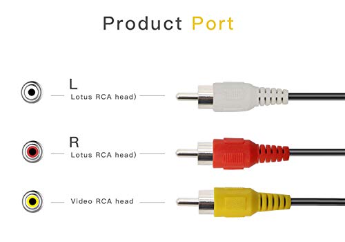 PASOW 3 RCA Cable Audio Video Composite Male to Male DVD Cable (6 Feet)