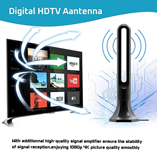 TV Antenna, Digital TV Antenna Indoor for Smart TV, 360° Reception & 2023 Amplifier Signal Booster HDTV Antenna, Long Range Reception - Support 4K 1080p Fire tv Stick and All TV's - 18ft Coax Cable