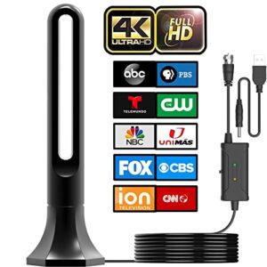 tv antenna, digital tv antenna indoor for smart tv, 360° reception & 2023 amplifier signal booster hdtv antenna, long range reception – support 4k 1080p fire tv stick and all tv’s – 18ft coax cable
