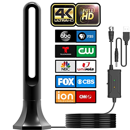 TV Antenna, Digital TV Antenna Indoor for Smart TV, 360° Reception & 2023 Amplifier Signal Booster HDTV Antenna, Long Range Reception - Support 4K 1080p Fire tv Stick and All TV's - 18ft Coax Cable