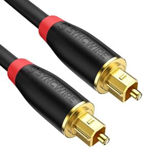 digital optical audio cable toslink cable – [24k gold-plated, ultra-durable] [s] syncwire fiber optic male to male cord for home theater, sound bar, tv, ps4, xbox, playstation & more – 5.9ft