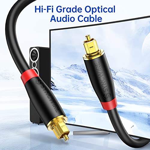 Digital Optical Audio Cable Toslink Cable - [24K Gold-Plated, Ultra-Durable] [S] Syncwire Fiber Optic Male to Male Cord for Home Theater, Sound Bar, TV, PS4, Xbox, Playstation & More – 5.9ft