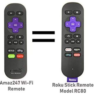 Amaz247 Wi-Fi Remote for Roku Streaming Stick (3500r, 3500rw, 3600, 3800, 3810), Roku 3 (4200r), Roku 2 (2720r),Roku Ultra, Roku Premiere, Roku Express (3900X), Roku Express+