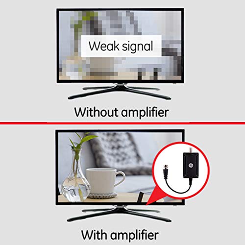 GE Indoor HD Digital TV Antenna Amplifier, Low Noise Antenna Signal Booster, Clears Up Pixelated Low-Strength Channels, Supports HD Smart TV VHF UHF, AC Adapter, Black, 42178