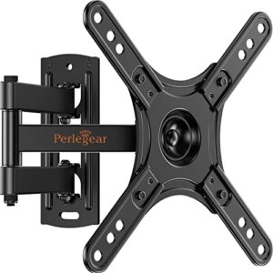 perlegear full motion tv wall mount bracket for most 13-42 inch led lcd flat curved screen tvs & monitors, swivel tilt extension rotation with articulating arms, max vesa 200x200mm up to 44lbs