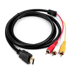 marmoin hdmi to rca cable, 1080p 5ft hdmi male to 3-rca video audio av cable connector adapter one-way transmitter for tv hdtv dvd