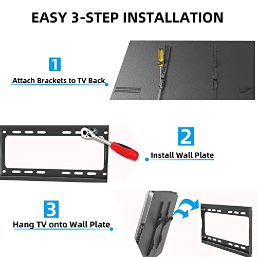 Tilting TV Wall Mount for Most 26-60 Inch TVs, Tilt TV Mount with Quick Release Lock, Low Profile Wall Mount TV Bracket Max VESA 400x400mm, Holds up to 99 lbs, Fits 8''-16'' Studs by USX STAR