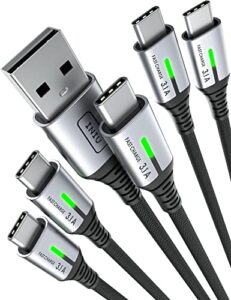 iniu usb c cable, [5 pack 3.1a] qc fast charging usb type c cable, nylon(3.3+3.3+6.6+6.6+10ft) phone charger usb a to usb c cable for samsung galaxy s21 s20 s10 plus note 10 lg google pixel oneplus