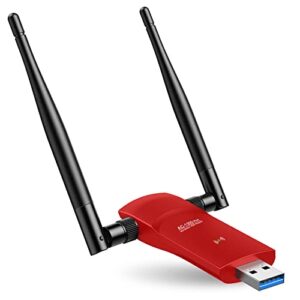 l-link usb wifi adapter ac1300mbps 3.0 fast connection for desktop pc and laptop with 2.4ghz, 5ghz high gain dual band 5dbi antenna, wifi dongle supports windows 10/8/8.1/7/vista/xp/mac os/ linux