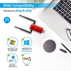 L-Link USB WiFi Adapter AC1300Mbps 3.0 Fast Connection for Desktop PC and Laptop with 2.4GHz, 5GHz High Gain Dual Band 5dBi Antenna, WiFi Dongle Supports Windows 10/8/8.1/7/Vista/XP/Mac OS/ Linux