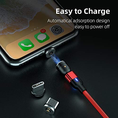 Bojianxin 540° Rotation Magnetic Charging Cable（7-Pack, 1.6ft/3.3ft/3.3ft/6.6ft/6.6ft/10ft/10ft） Magnetic USB Cable, 3 in 1 Magnetic Phone Charger Compatible with Micro USB, Type C etc