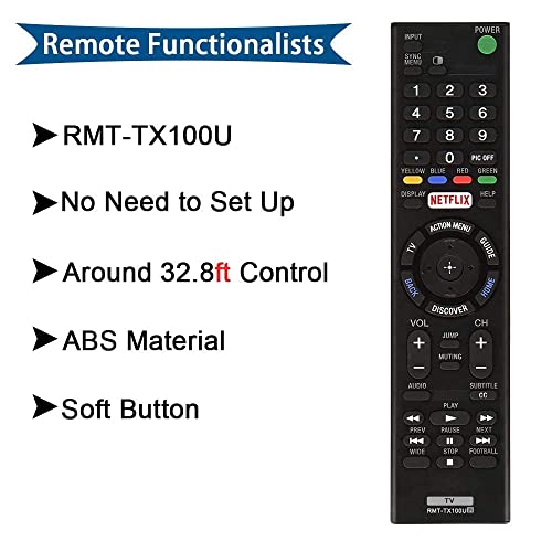 AZMKIMI RMT-TX100U Remote Replacement for Sony Bravia RMTTX100U TV Remote Control, if Applicable XBR75X850C XBR-55X855C KDL-50W800C KDL-50W800380 KDL-50W800BUN1 with Netflix