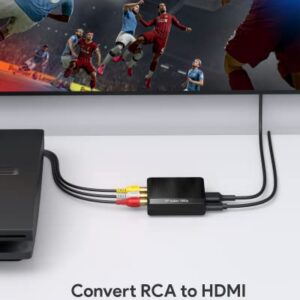 RCA to HDMI Converter, Wenter 1080P AV to HDMI Converter, Mini Composite CVBS Audio Video Adapter for VCR/VHS/Xbox/PS3/N64/Wii/Blue-Ray DVD Players, With RCA male cable /HDMI cable