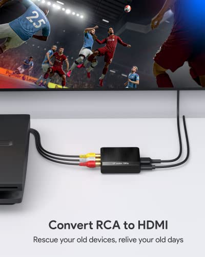 RCA to HDMI Converter, Wenter 1080P AV to HDMI Converter, Mini Composite CVBS Audio Video Adapter for VCR/VHS/Xbox/PS3/N64/Wii/Blue-Ray DVD Players, With RCA male cable /HDMI cable