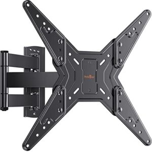 full motion tv wall mount for most 23-55 inch flat curved tvs, single stud wall bracket tv mount with swivel articulating extension tilt arm, max vesa 400x400mm up to 88lbs by perlegear, pgmf5