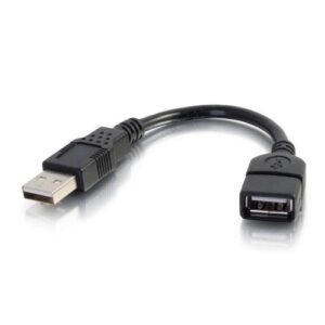 c2g usb short extension cable, usb cable, usb a to a cable, black, 6 inches, cables to go 52119