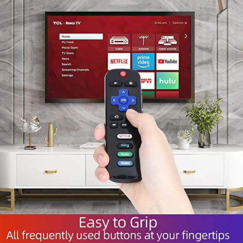 Replacement Remote for All Roku TV, Universal Remote for TCL Roku/Hisense Roku/ONN Roku/Sharp Roku TV with Netflix, Sling, VUDU and Hulu Buttons