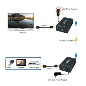 HDMI Extender 1080p@60Hz, 3D, Over Single Cat5e/Cat6/Cat 7 Cable Full HD Uncompressed Transmit Up to 164 Ft(50m), EDID and POC Function Supported (Transmitter and Receiver)