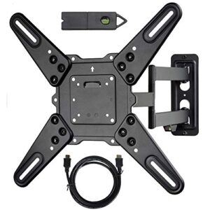 VideoSecu ML531BE2 TV Wall Mount kit with Free Magnetic Stud Finder and HDMI Cable for Most 26-55 TV and New LED UHD TV up to 60 inch 400x400 Full Motion with 20 inch Articulating Arm WT8