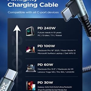 AINOPE 240W USB C to USB C Cable 10ft, Type C to Type C Cable MacBook&iPad Pro Fast Charging Cable, USB C Charger Cable Right Angle Compatible with MacBook Pro/Air, iPad Pro, Samsung S23/22/21/20